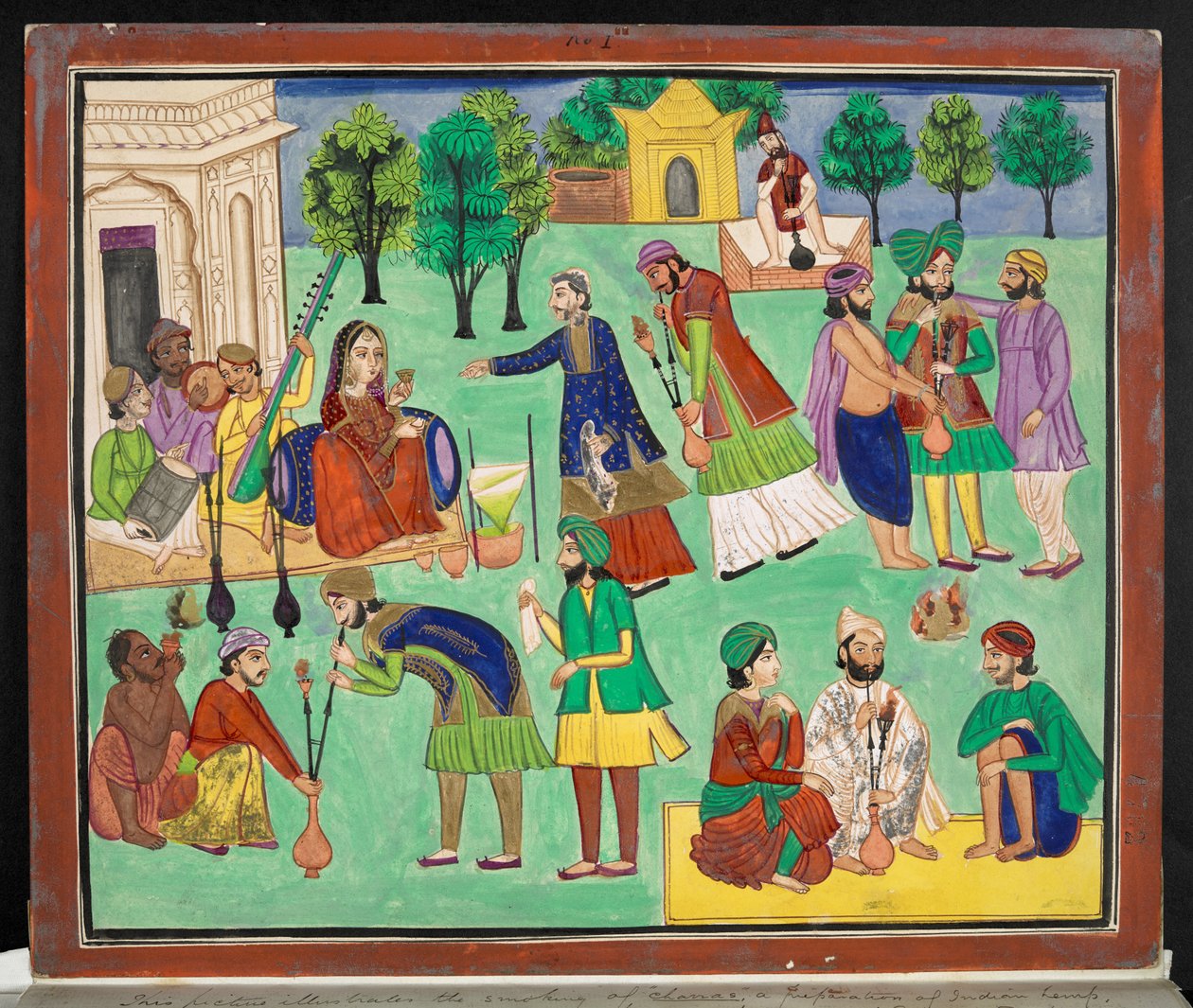 Depiction of the smoking of Charras, a type of Indian hemp imported into northern India from Eastern Turkestan, c.1870 by Indian School