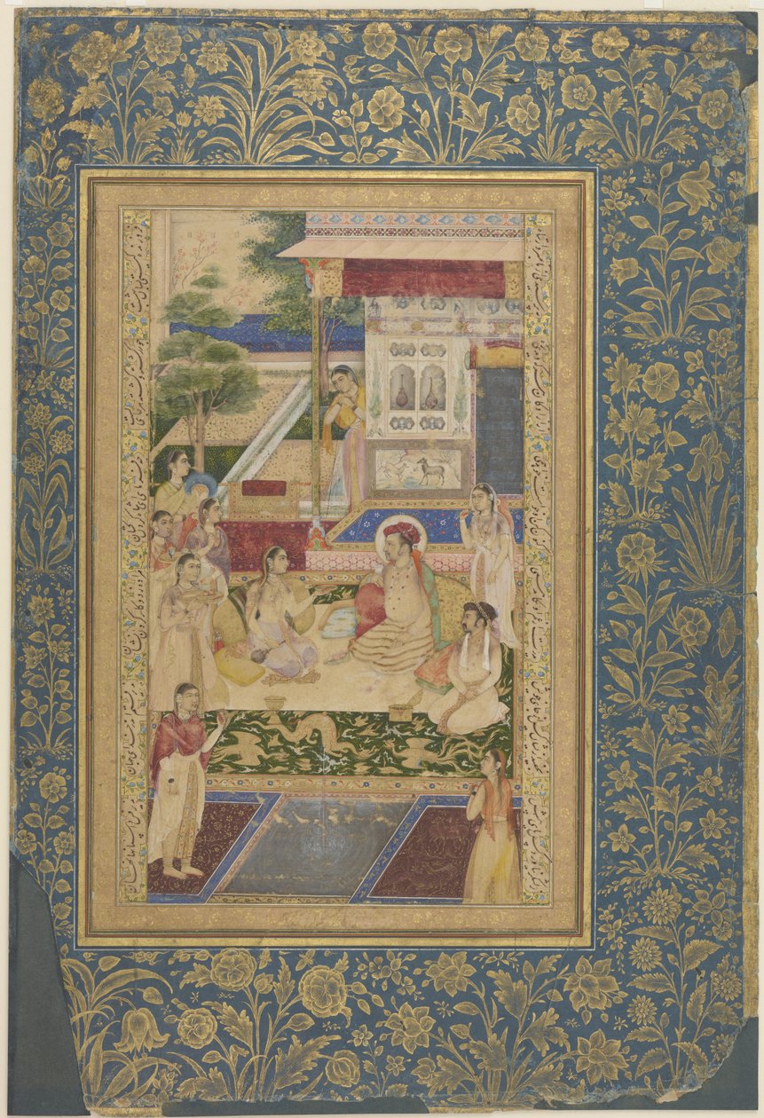 Jahangir and Prince Khurram Entertained by Nur Jahan, c.1640-50 by Indian School