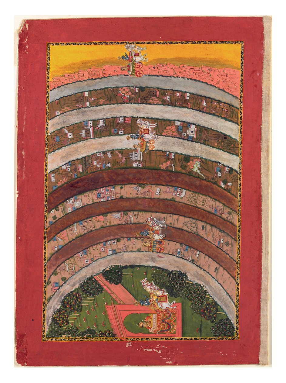 Journeying through Unknown Lands, from the Travels of Krishna in his Chariot by Indian School