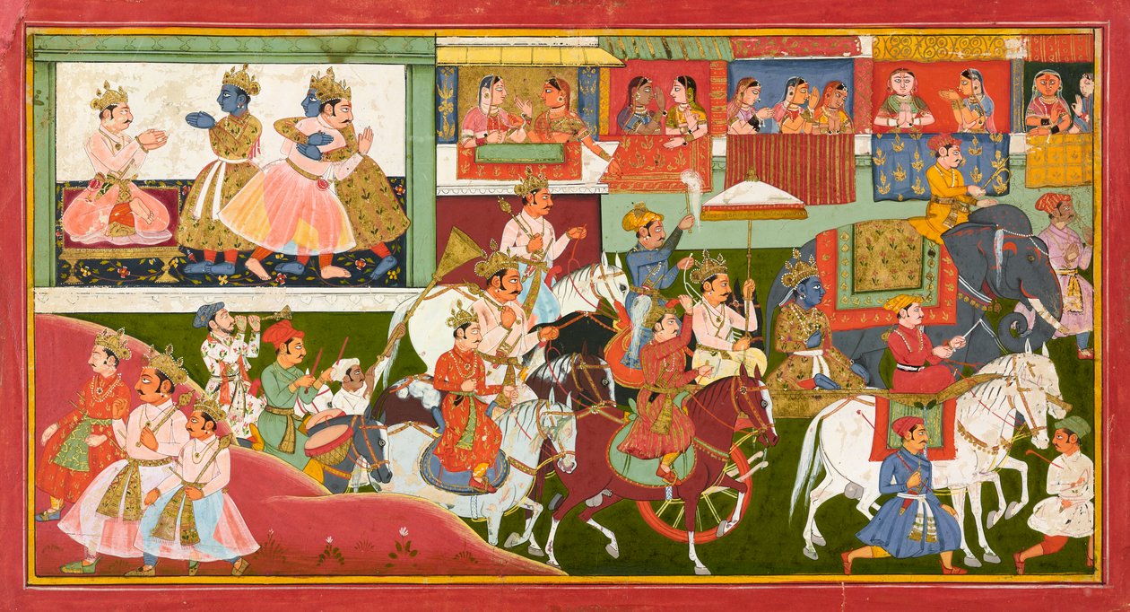 Krishna bids farewell, folio from a Bhagavata Purana by Indian School
