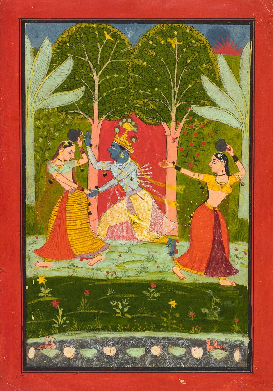 Krishna Exacts a Toll from the Gopis, c.1660 by Indian School