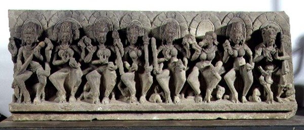 Lintel depicting Siva and the Seven Mother Goddesses, Gurjara-Pratihara dynasty, Allahabad by Indian School