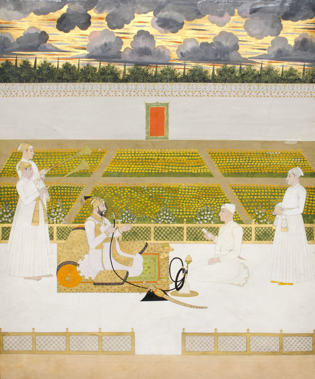 Mir Jaffar, Nawab of Murshidabad, with a Courtier and Attendants by Indian School