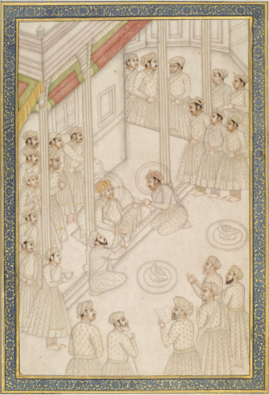 Mughal Emperor Akbar Holding Court During his Final Illness by Indian School