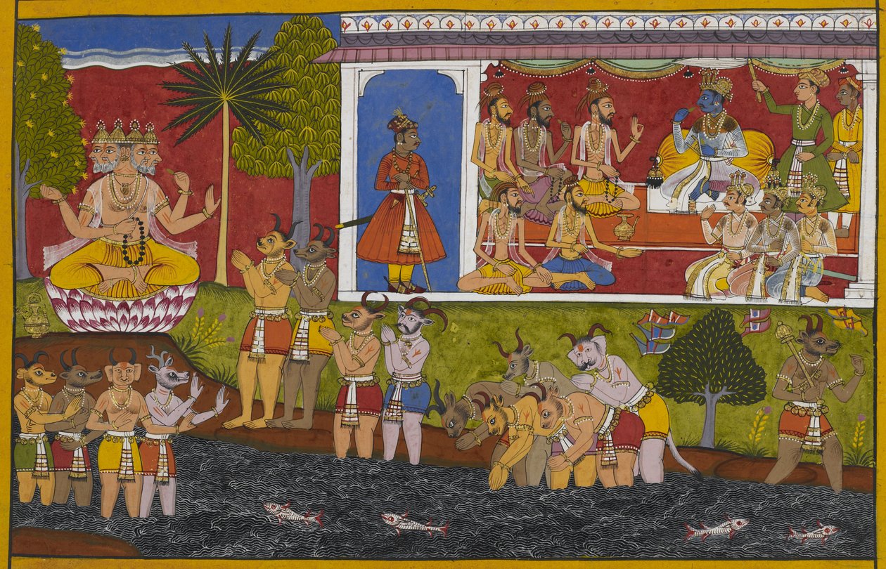 Rāma Hears from Agastya the Origins of the Rākṣasas, Beginning with Prajāpati’s Creation by Indian School