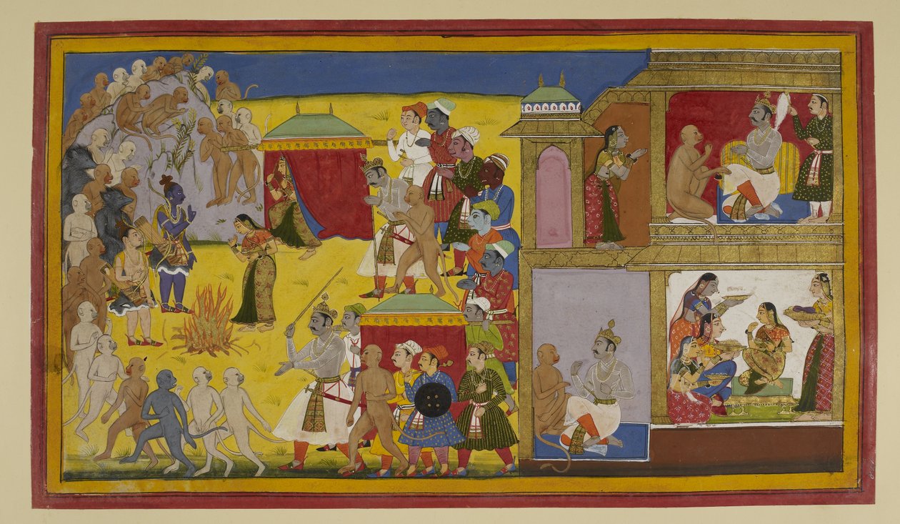 Rama Rejects Sita Upon Her Return; She Asks to Prove Her Chastity by Fire by Indian School