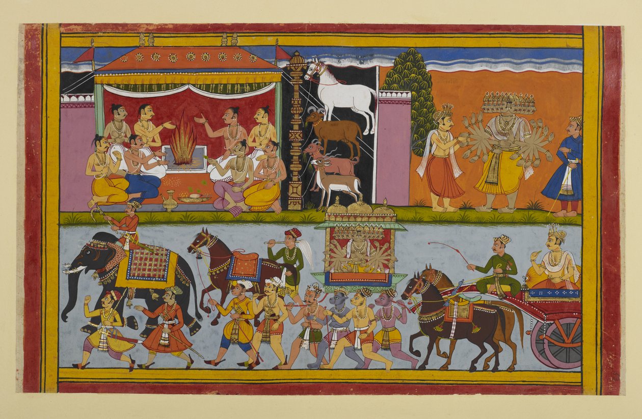 Ravana visits Nikumbhila where Meghanada performs sacrifices for the power of illusion by Indian School