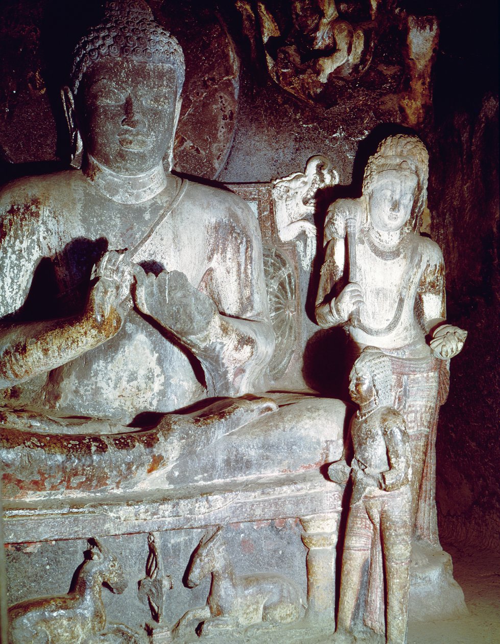 Seated Buddha making the first teaching gesture, from the Caitya Hall of Cave 10 by Indian School