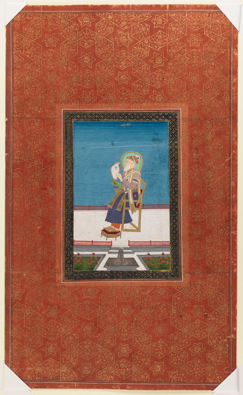 Shah Jahan with a falcon by Indian School