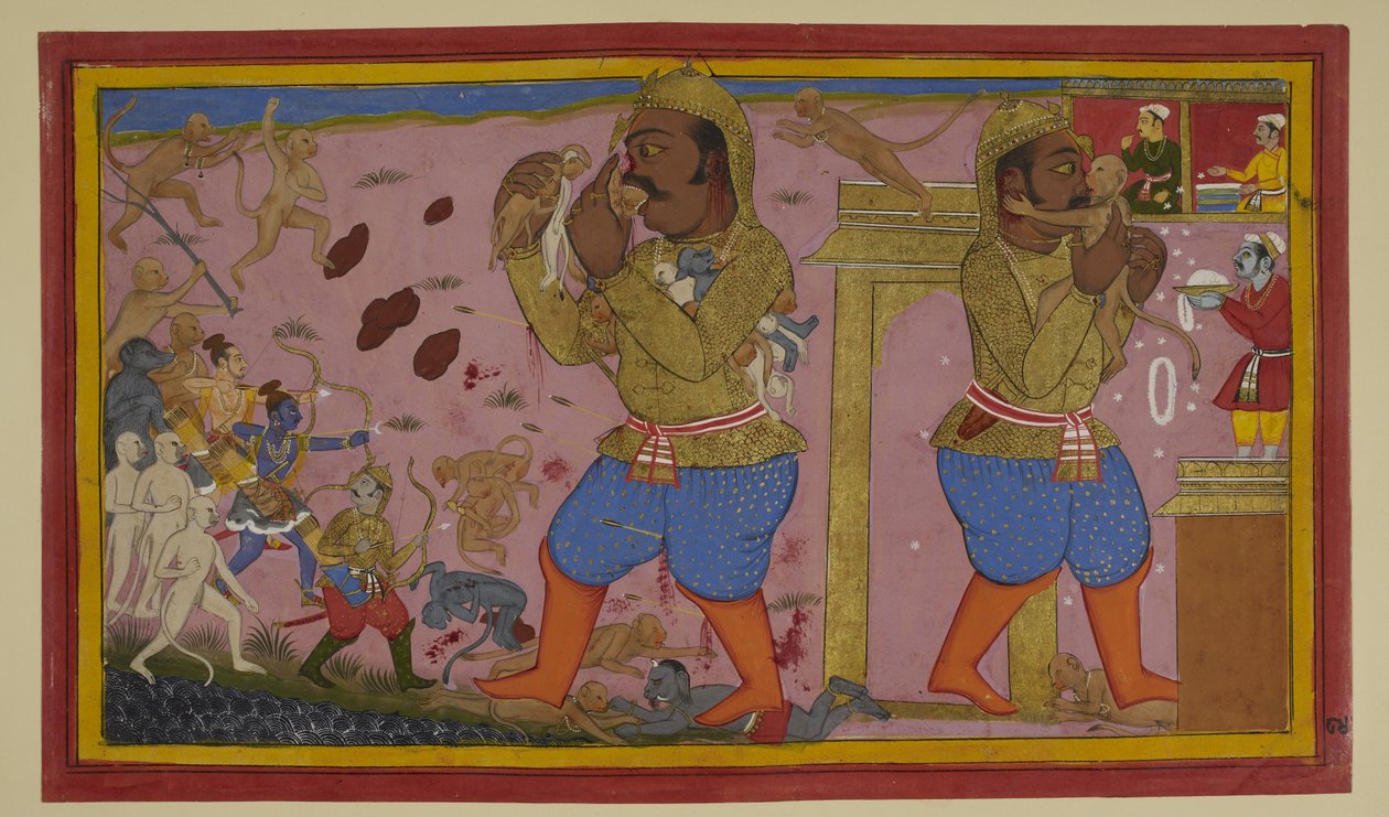 Sugriva wounds Kumbhakarna; he fights back as Rama and allies advance by Indian School