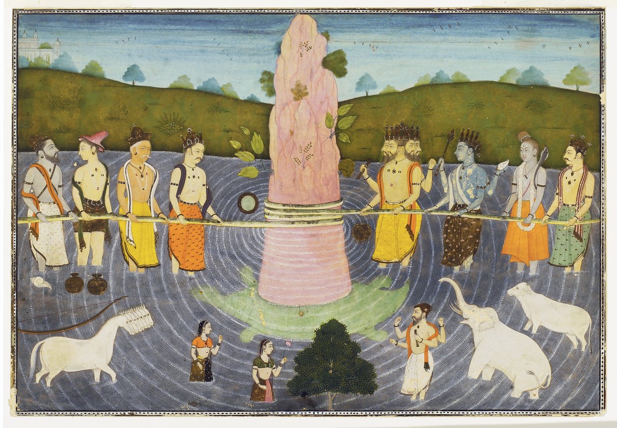 The Churning of the Ocean of Milk by Indian School
