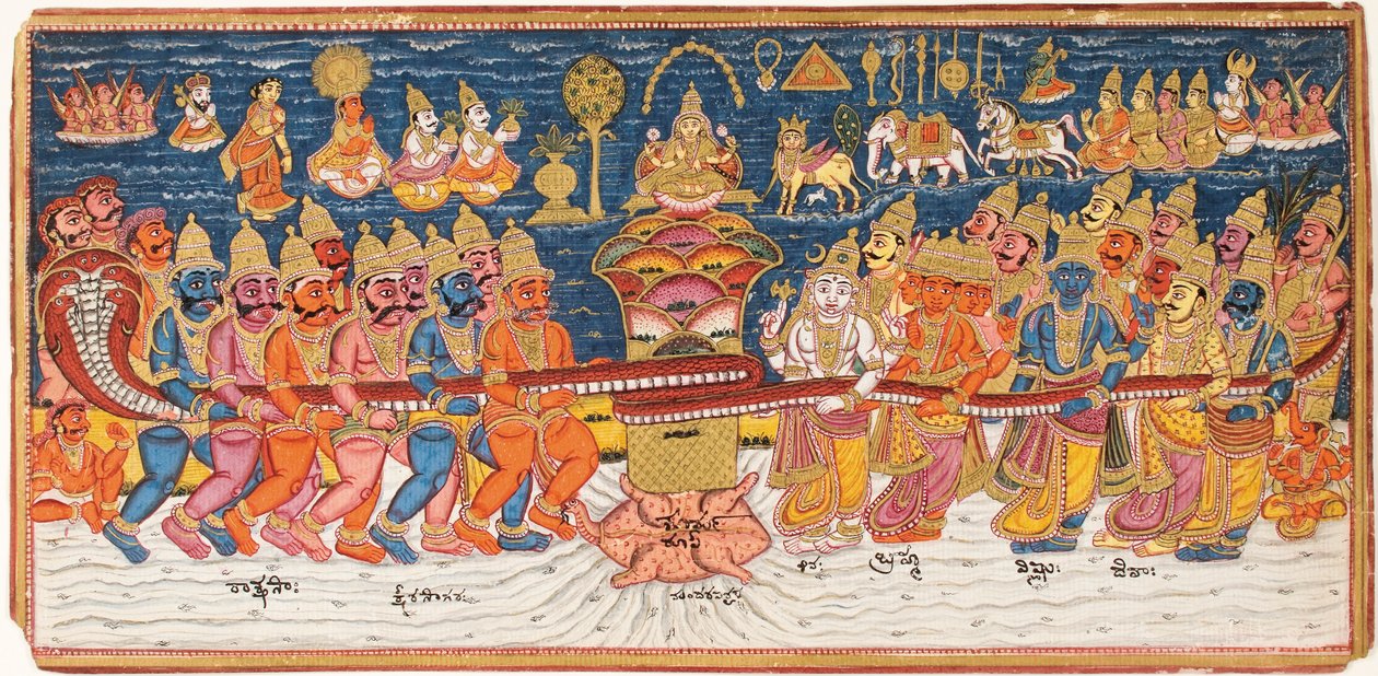 The Churning of the Ocean of Milk by Indian School