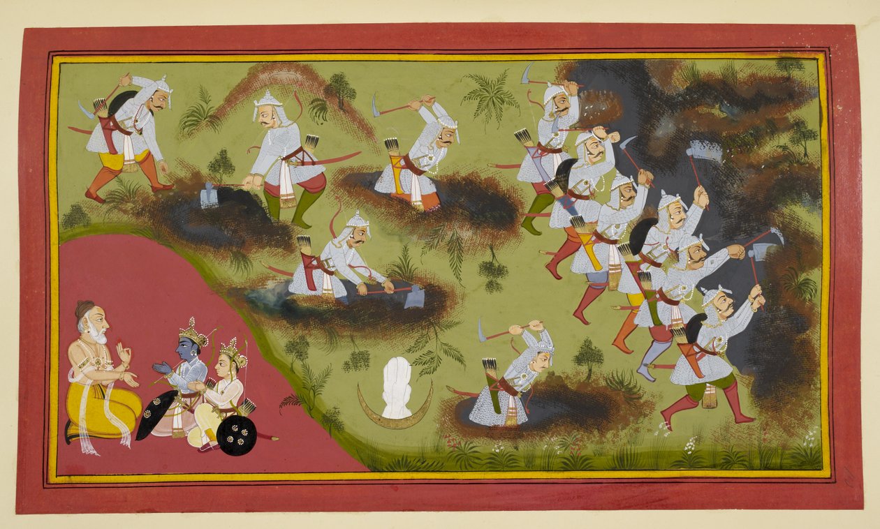 The Sixty Thousand Sons of Sagara Dig the Earth in Search of the Sacrificial Horse by Indian School