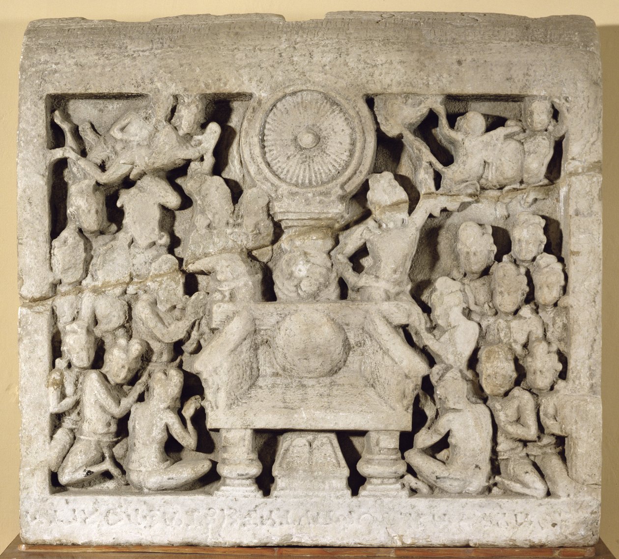 The worship of the Buddhist symbols by Indian School