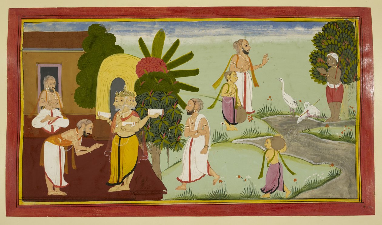 Valmiki Meditates and Brahma Appears Before Him by Indian School