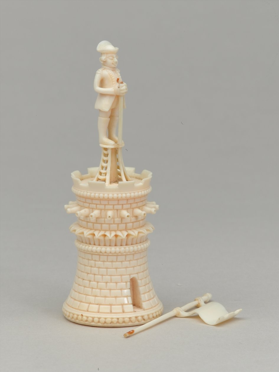White rook, chess piece, India, 1820 by Indian School