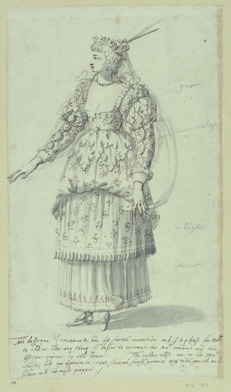 Chloris: final sketch for Henrietta Maria by Inigo Jones