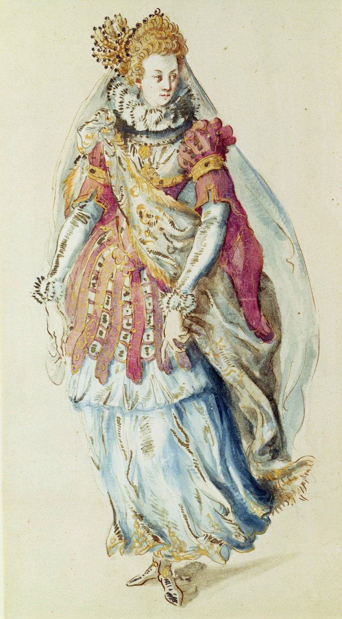 Costume design for a Lady Masquer by Inigo Jones
