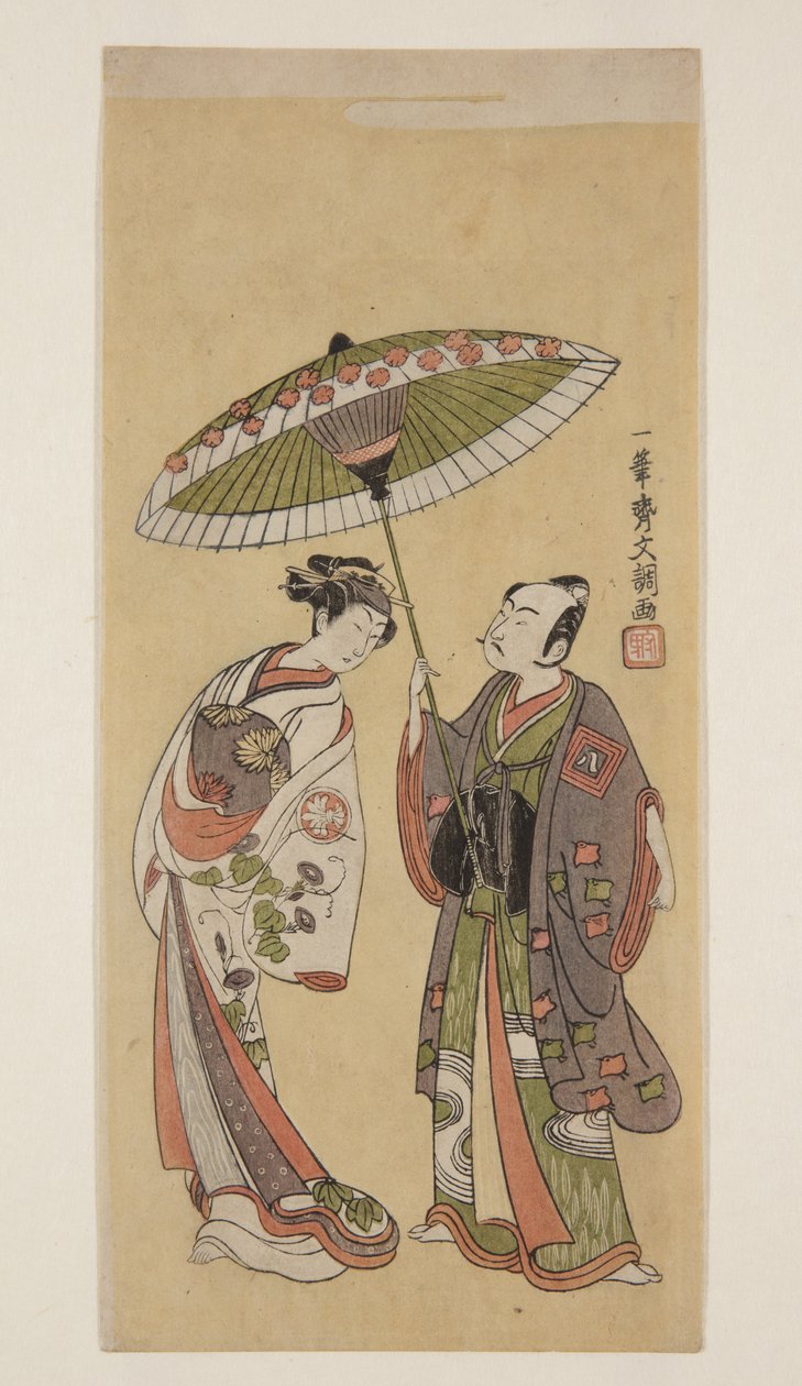 Actors Ichikawa Yaozo II as Soga no Juro and Segawa Kikunojō II as Ōiso no Tora by Ippitsusai Bunchō