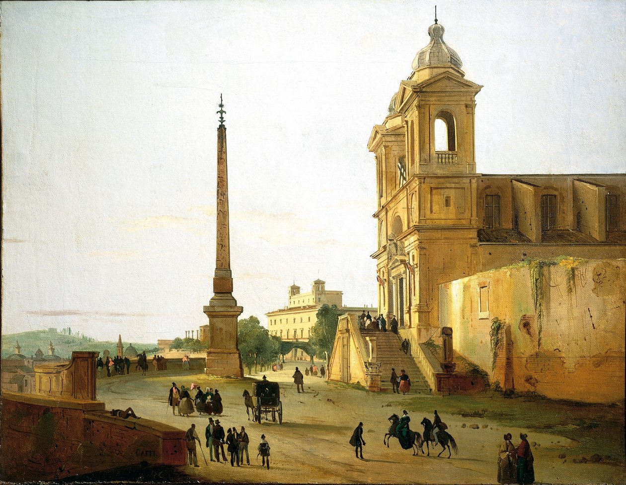 Trinity on Mount Church and Sallustian Obelisk by Ippolito Caffi