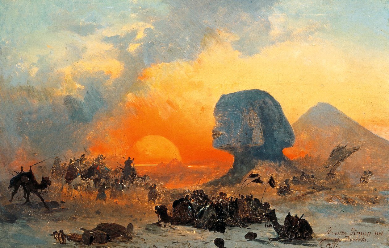 The Simoun wind in the desert by Ippolito Caffi