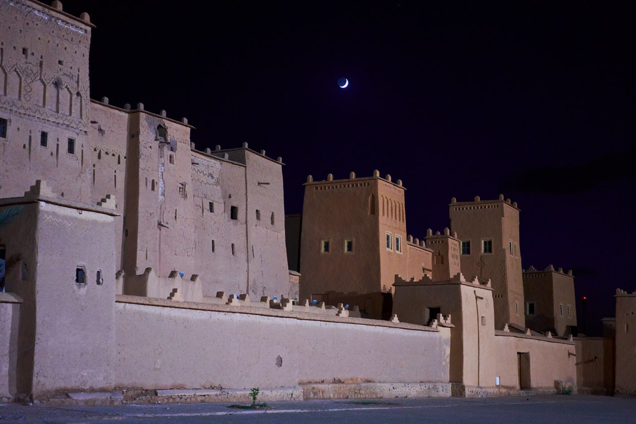 Moon rises over Ouarzazate, Morocco (photo) by Ira Block
