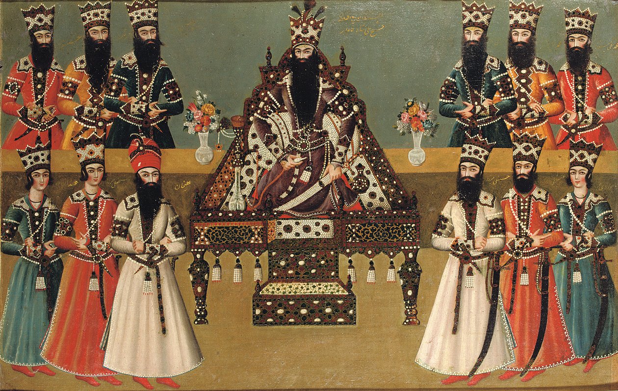 Fath Ali Shah and His Immediate Courtiers by Iranian School