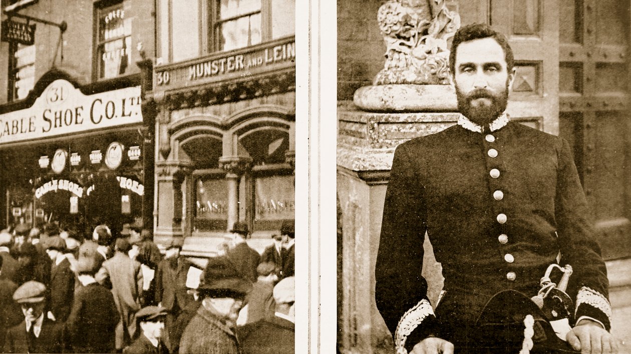 Looted by a Dublin Mob: A Boot-shop in Sackville Street, and Instigator of Irish Rebellion with German Aid: Sir Roger Casement, 1916 by Irish Photographer
