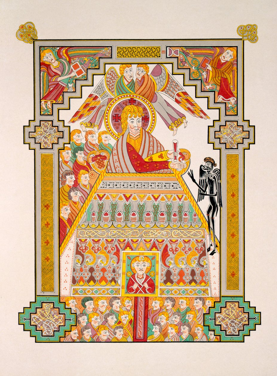 Temptation of Christ, from a facsimile copy of the Book of Kells, published by Day und Son by Irish Photographer