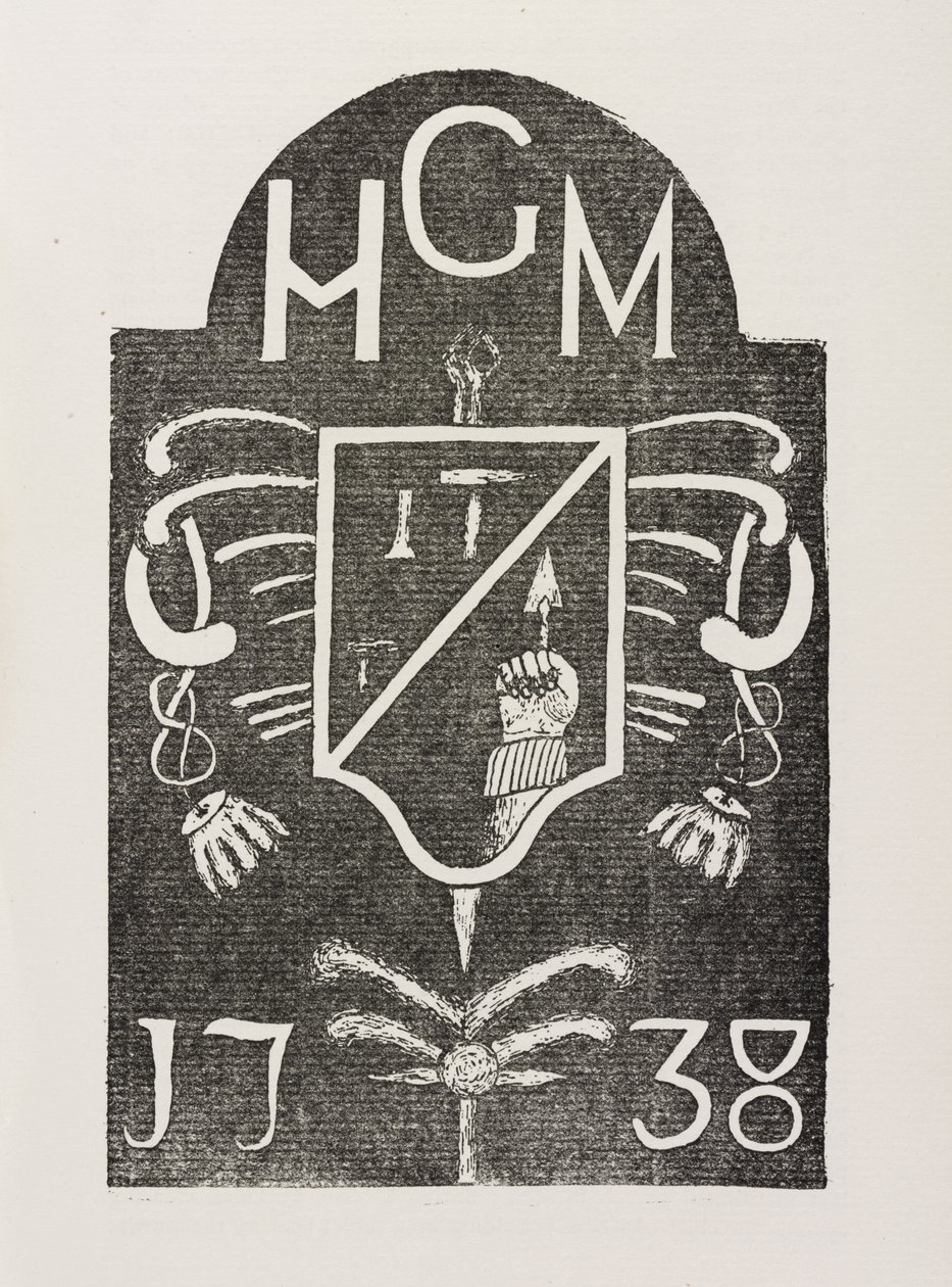 Rubbing of a cornerstone depicting masonic symbols, dated 1738 by Irish School