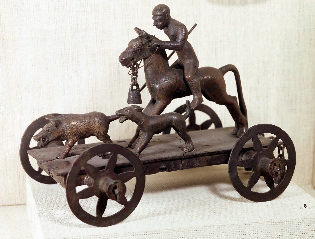 Iron Age: Miniature Bronze Merida Tank Representing a Wild Boar Hunting Scene by Iron Age