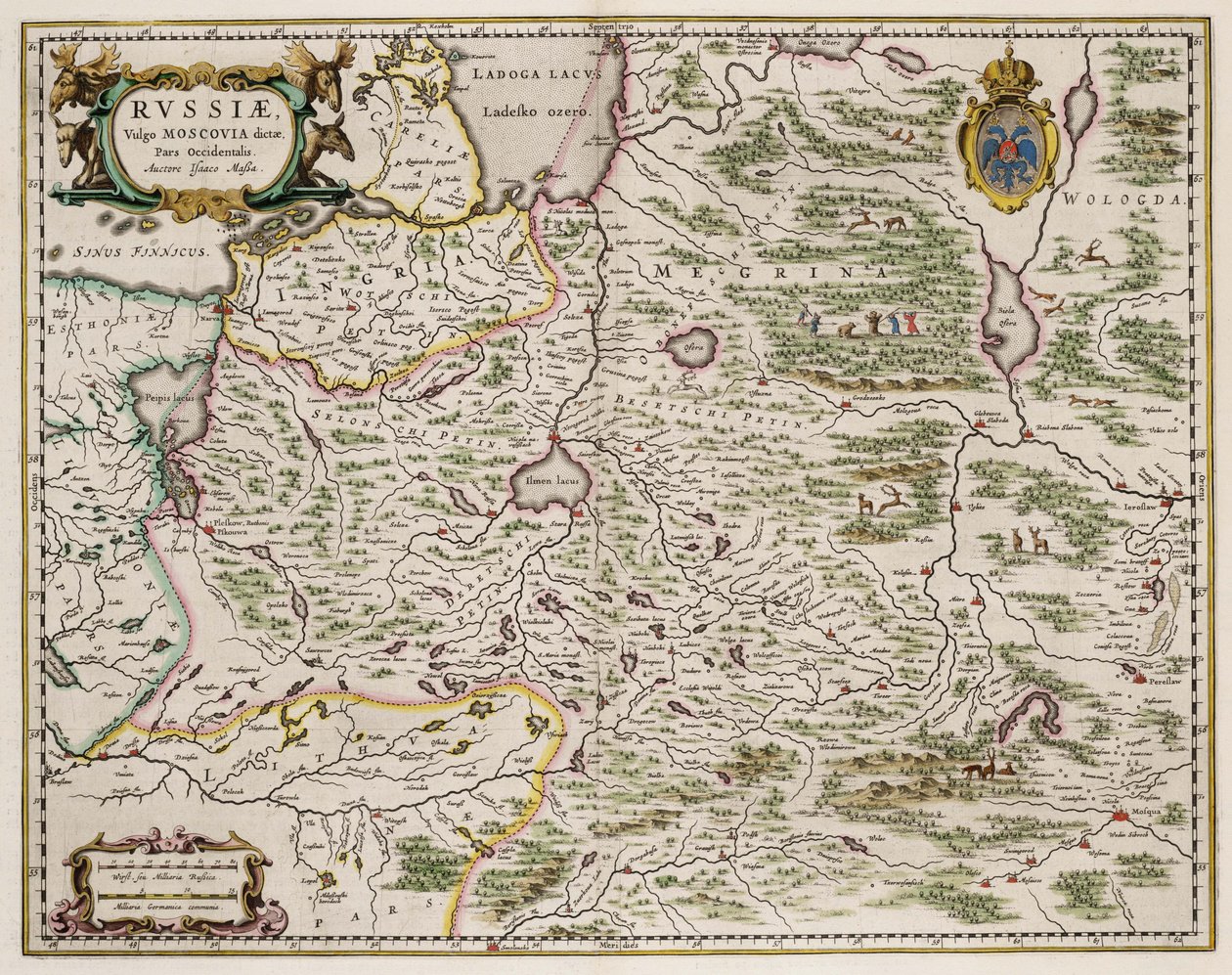 Map of Western Russia From: Partes Septentrionalis et Orientalis by Isaac Abrahamsz. Massa