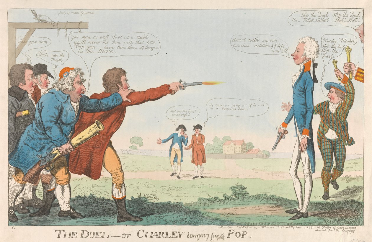 The Duel - or Charley Longing For a Pop by Isaac Cruikshank