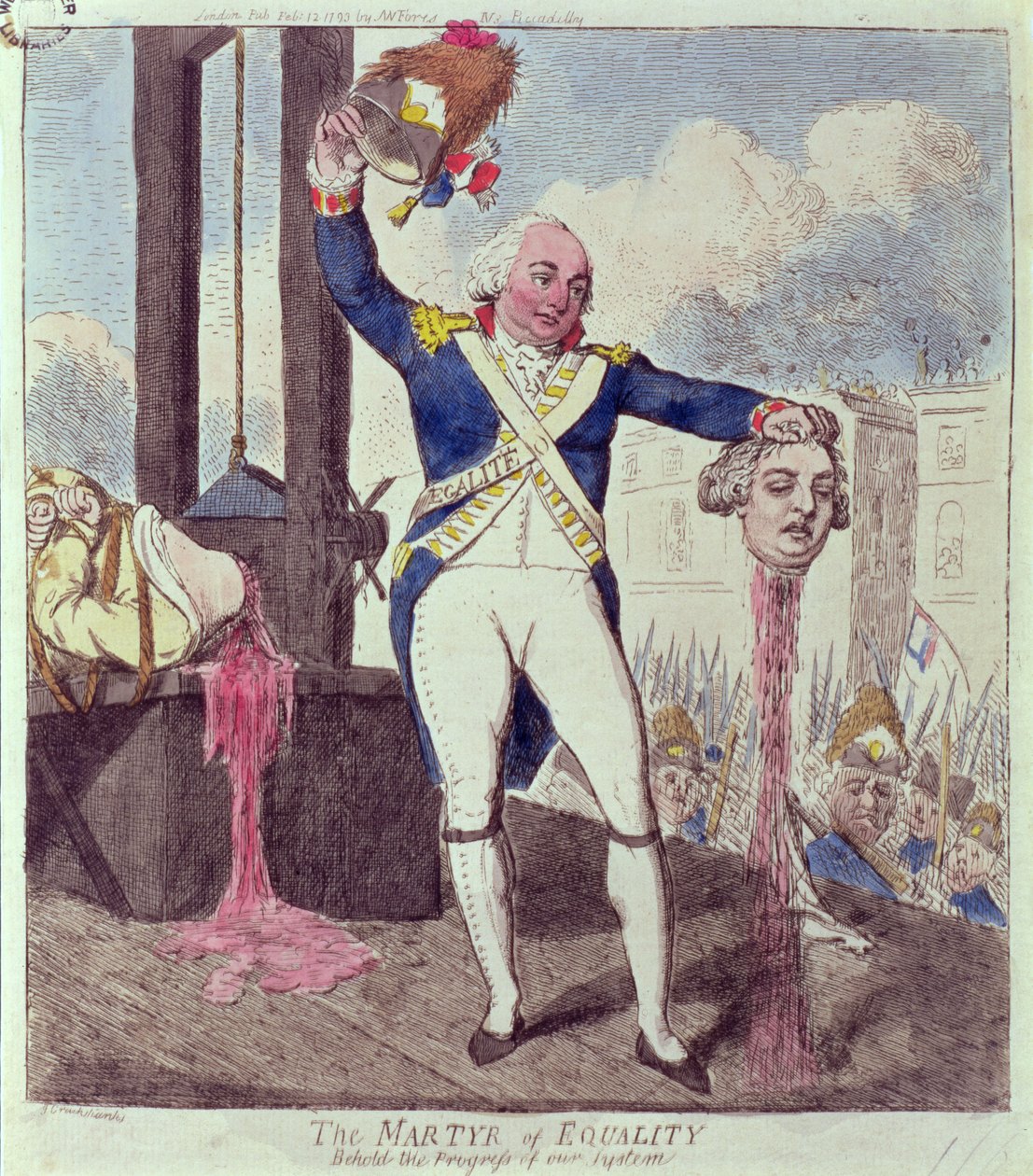 The Martyr of Equality: Behold the Progress of our System, pub. by S.W. Fores, 1793 by Isaac Cruikshank