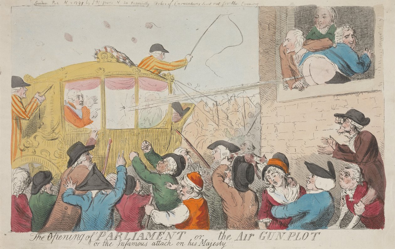 The Opening of Parliament or the Air Gun-Plot or the Infamous Attack on His Majesty by Isaac Cruikshank
