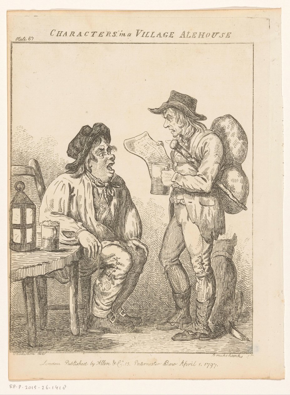 Two Men in a Village Alehouse in Derbyshire by Isaac Cruikshank