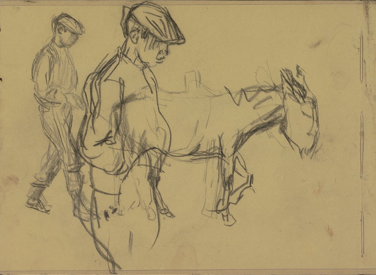 Two Studies of a Donkey Boy and a Donkey by Isaac Israels