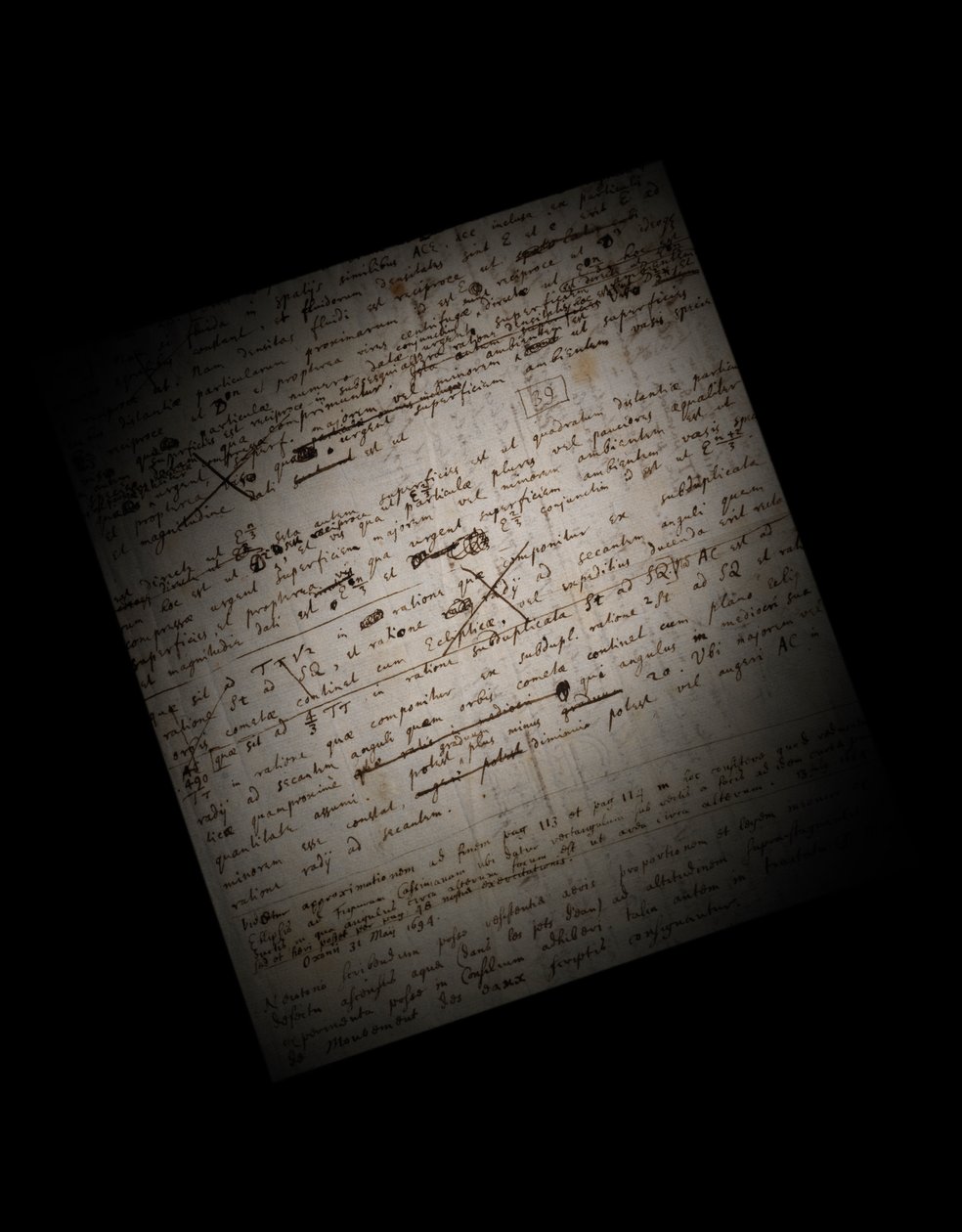 Two Pages of Revisions to the Principia Mathematica by Isaac Newton