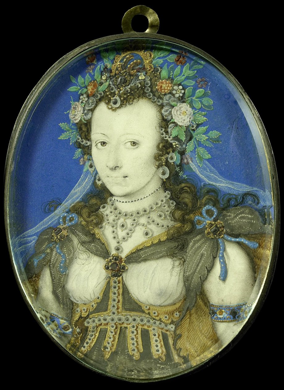 Portrait of a Woman in Masquerade Costume as Flora by Isaac Oliver