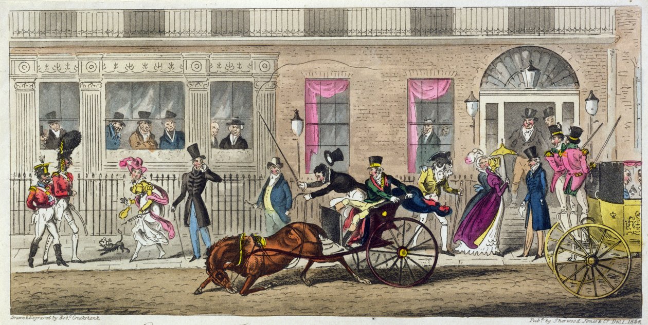 Exterior of Fishmongers Hall, a Regular Break Down by Isaac Robert Cruikshank