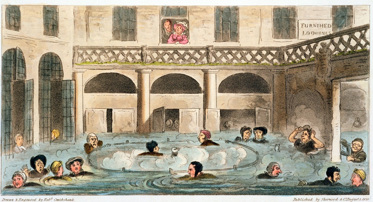 Public Bathing at Bath, or Stewing Alive, 1825 by Isaac Robert Cruikshank