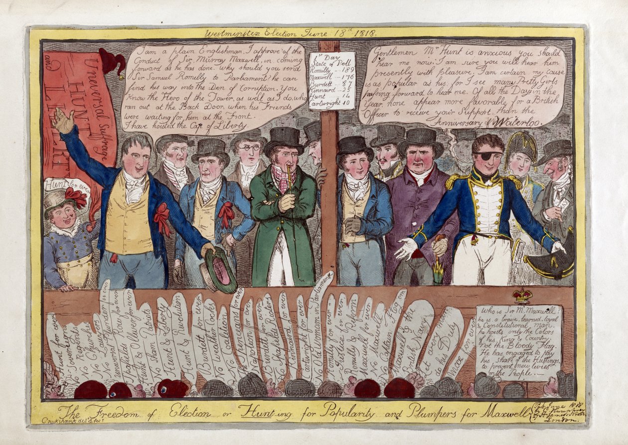 The Freedom on Election or Hunting for Popularity and Plumpers for Maxwell by Isaac Robert Cruikshank