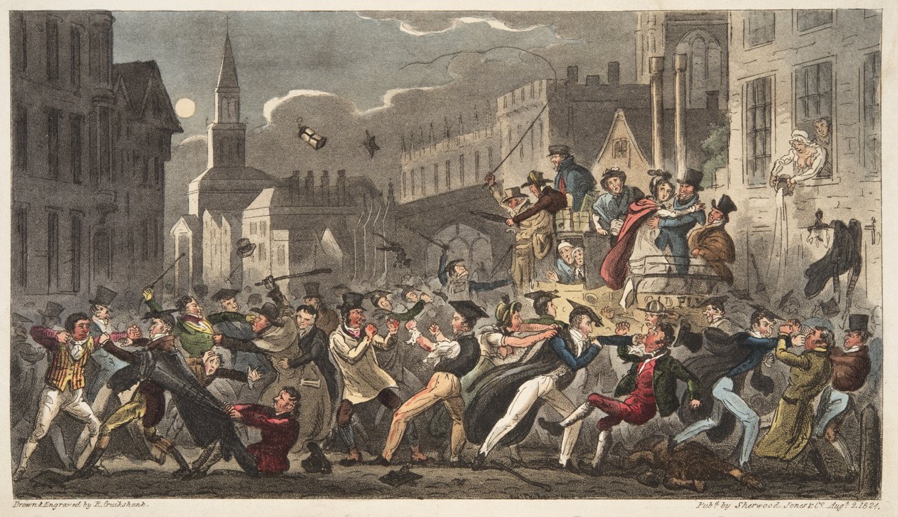 Town and Gown, from The English Spy by Isaac Robert Cruikshank