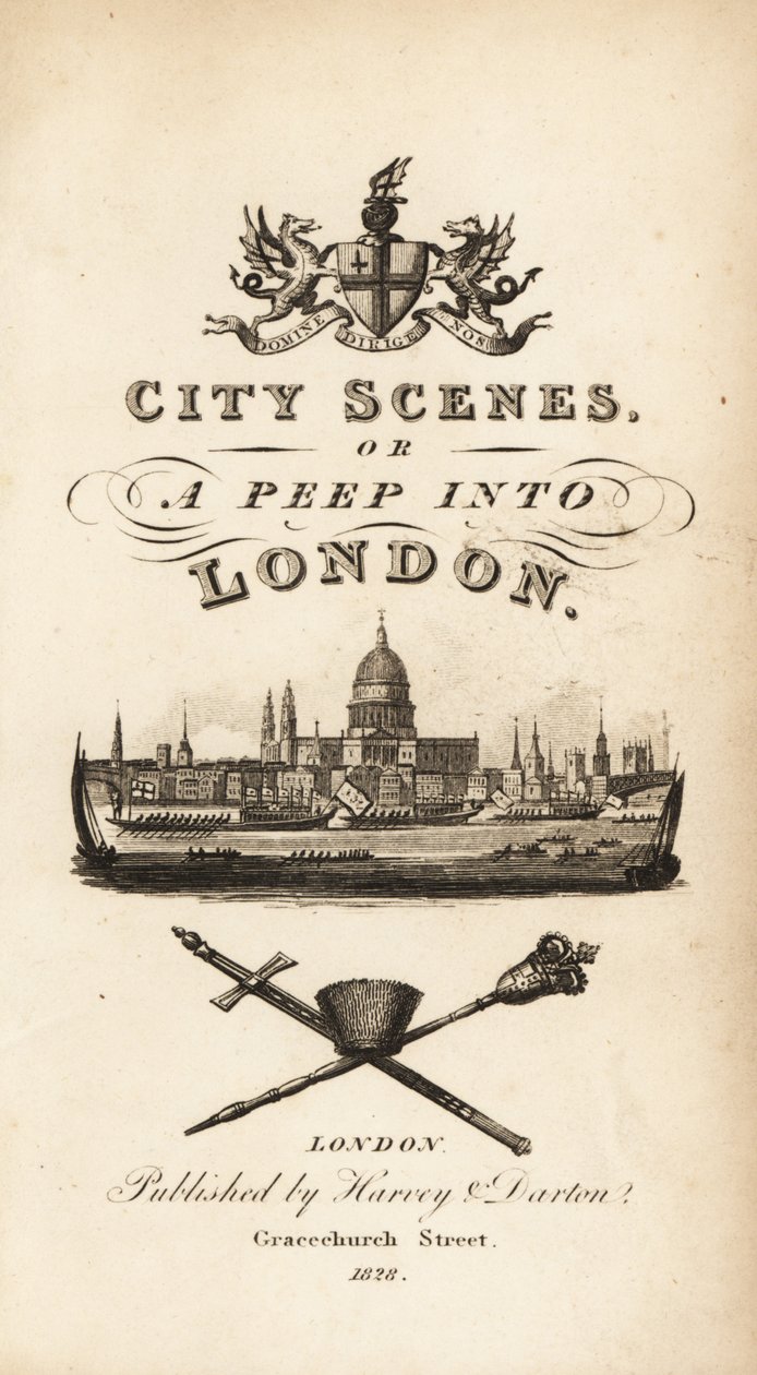 Calligraphic Title Page with Vignette of the City of London with Saint Paul