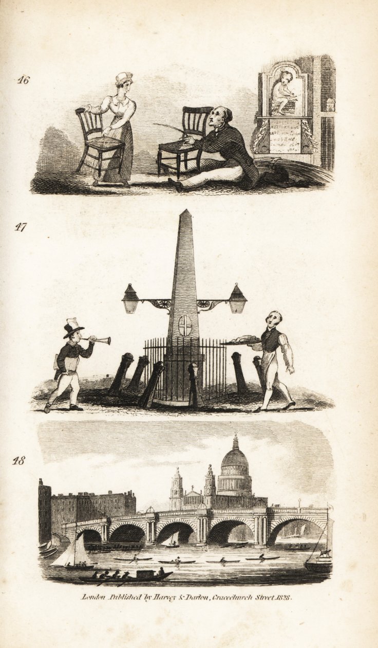 Chair-mender, News Boy, Flying Pieman and Blackfriar’s Bridge by Isaac Taylor