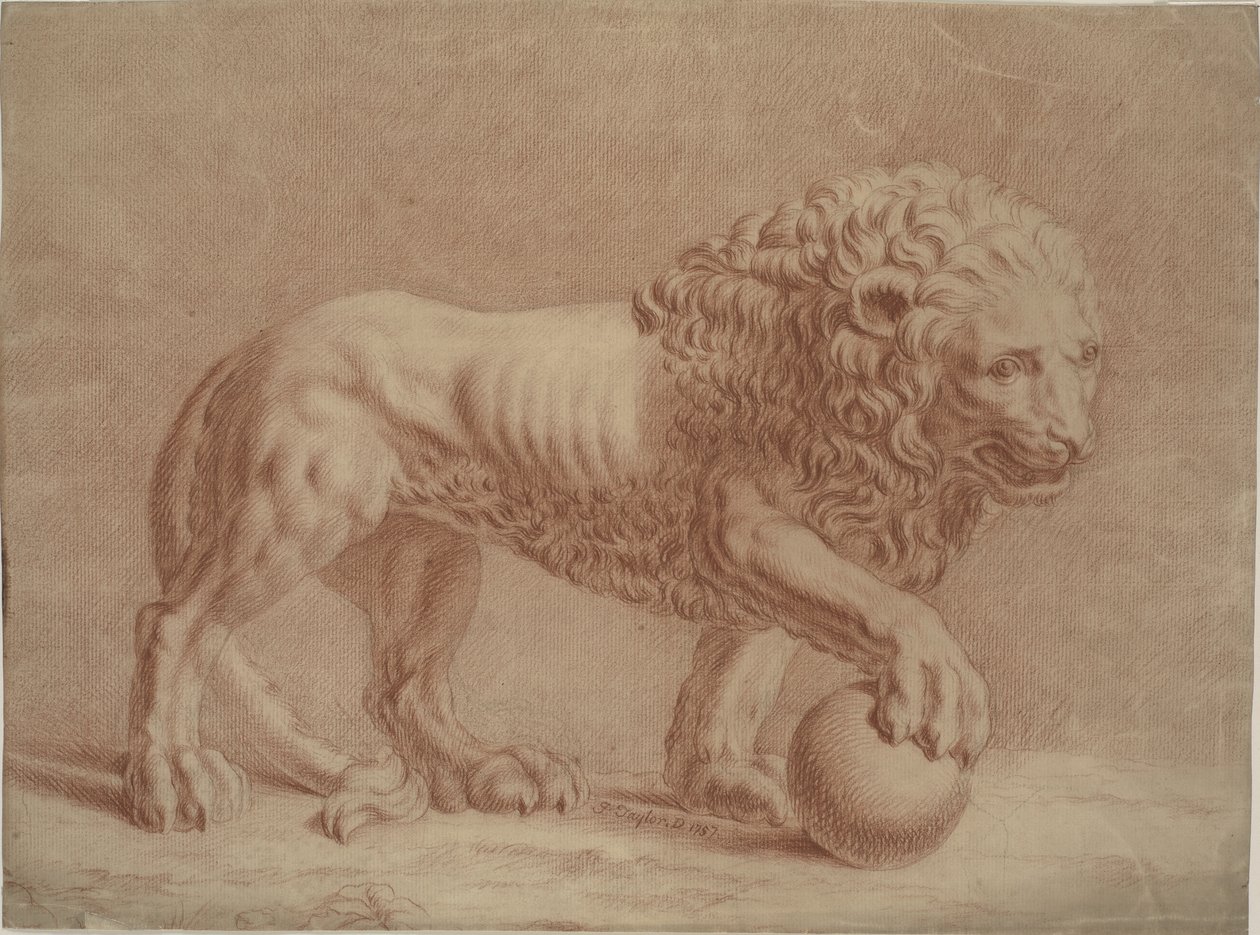 Lion Turned to the Right with His Right Paw on a Globe by Isaac Taylor