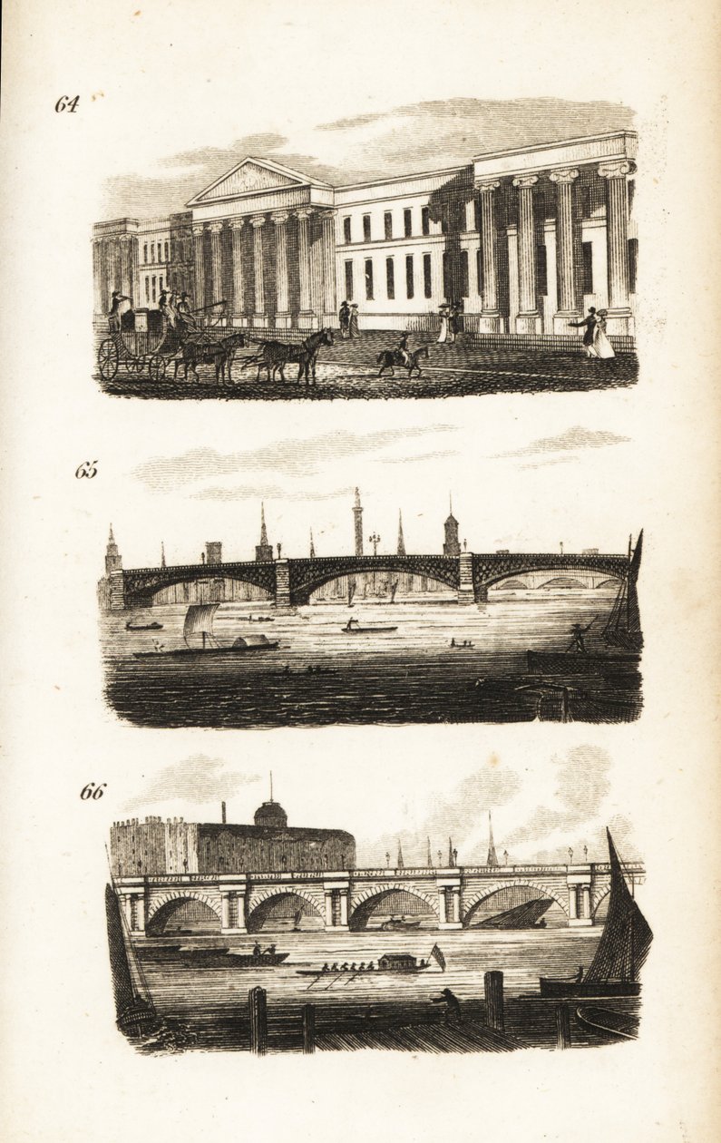The General Post-Office, Southwark Bridge and Waterloo Bridge by Isaac Taylor