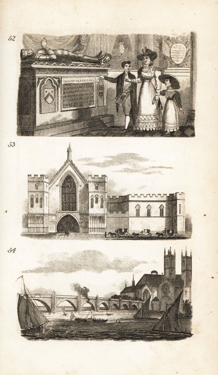 Tombs in Westminster Abbey, Westminster Hall and Westminster Bridge by Isaac Taylor