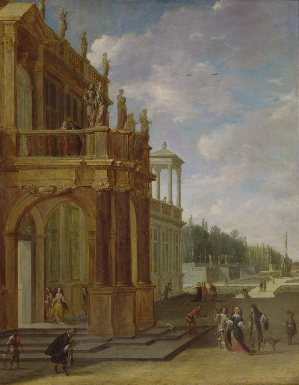 People on the Terrace of a Palace by Isaac van Nickele