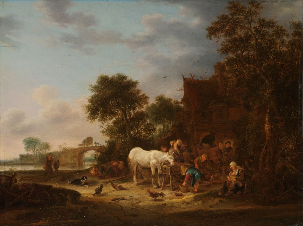 Country Inn with a Horse at the Trough by Isaac van Ostade